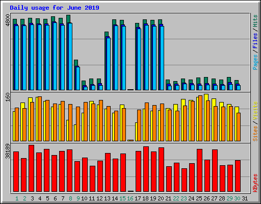 Daily usage for June 2019