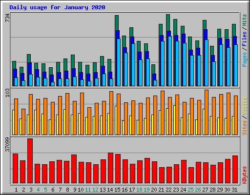 Daily usage for January 2020