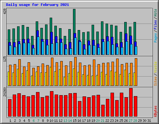 Daily usage for February 2021