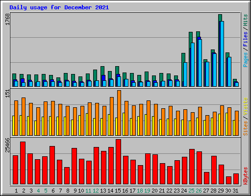 Daily usage for December 2021