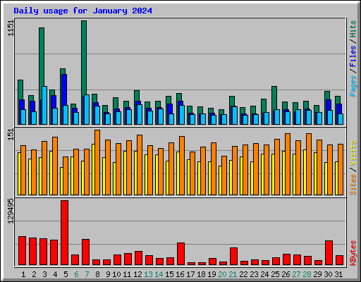 Daily usage for January 2024