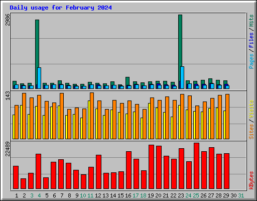 Daily usage for February 2024