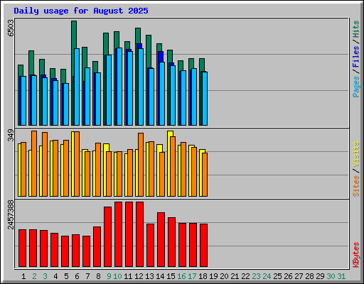 Daily usage for August 2025