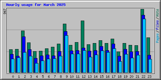 Hourly usage for March 2025